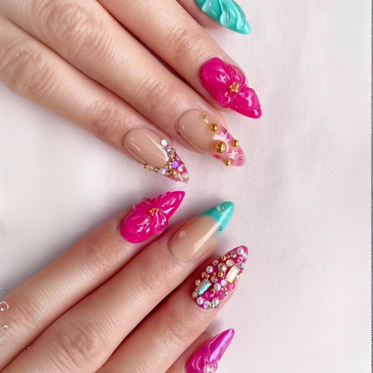 Flamingo Love- Handmade Press On Nails