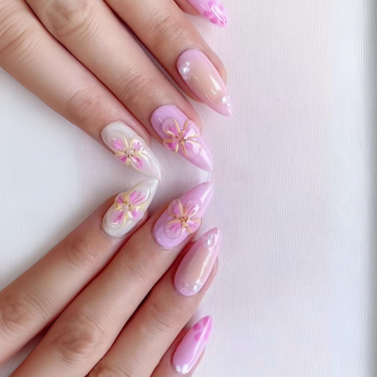 Floral Pinkie - Handmade Press On Nails